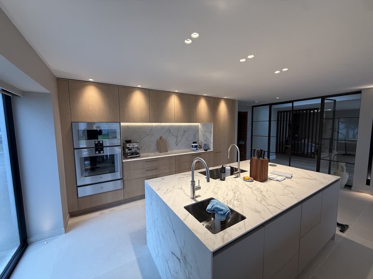 Downlights over a kitchen island