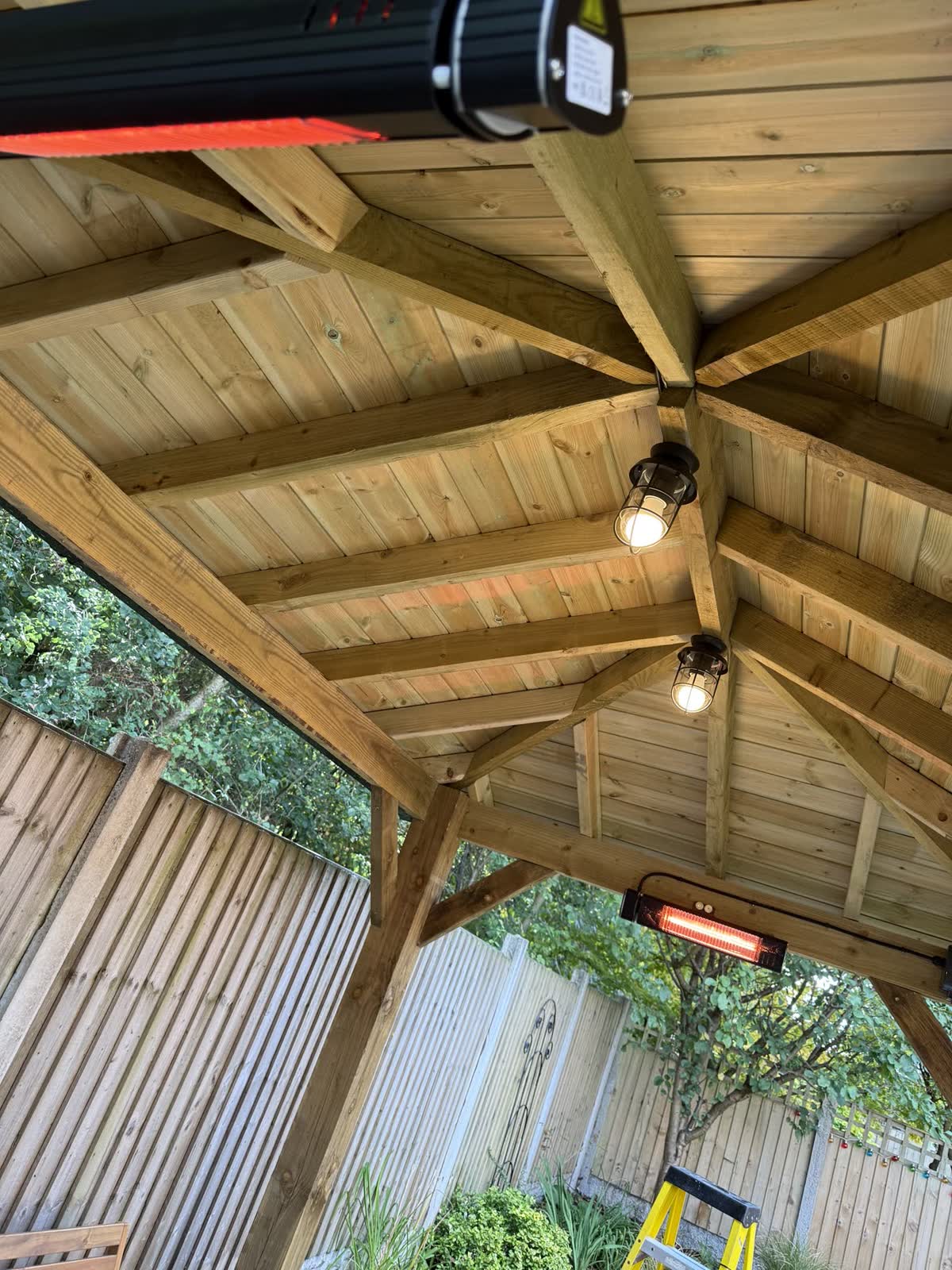 Pergola lighting and heating